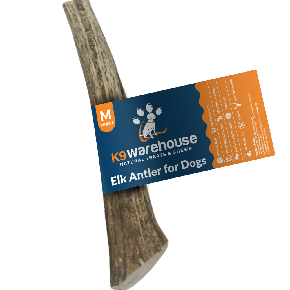 K9warehouse Elk Antlers For Dogs - Made in USA - Split and Whole - Medium Whole - K9warehouse.com