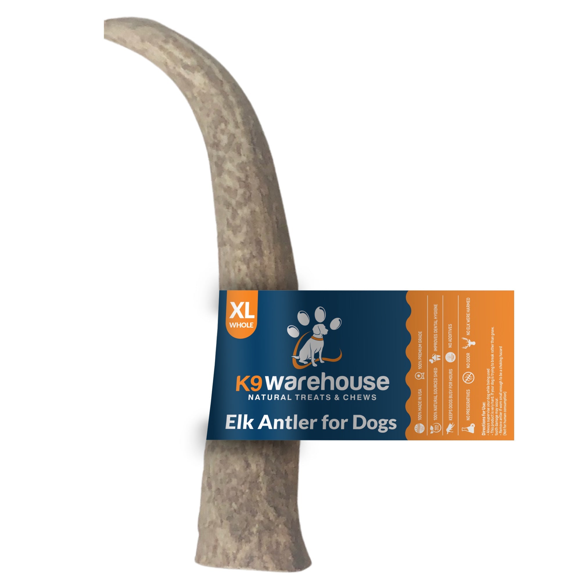 K9warehouse Elk Antlers For Dogs - Made in USA - Split and Whole - XL Whole - K9warehouse.com