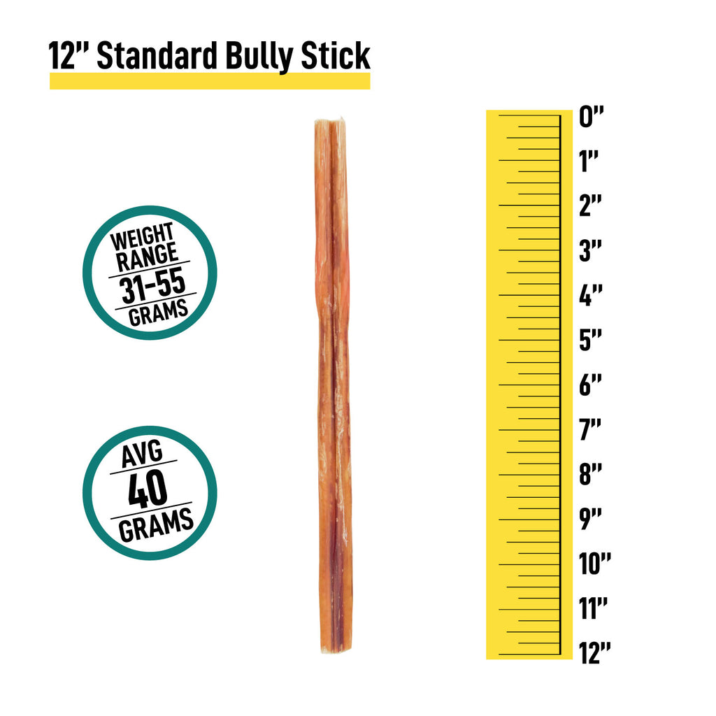 12" Standard Bully Sticks - 6 and 12 Packs