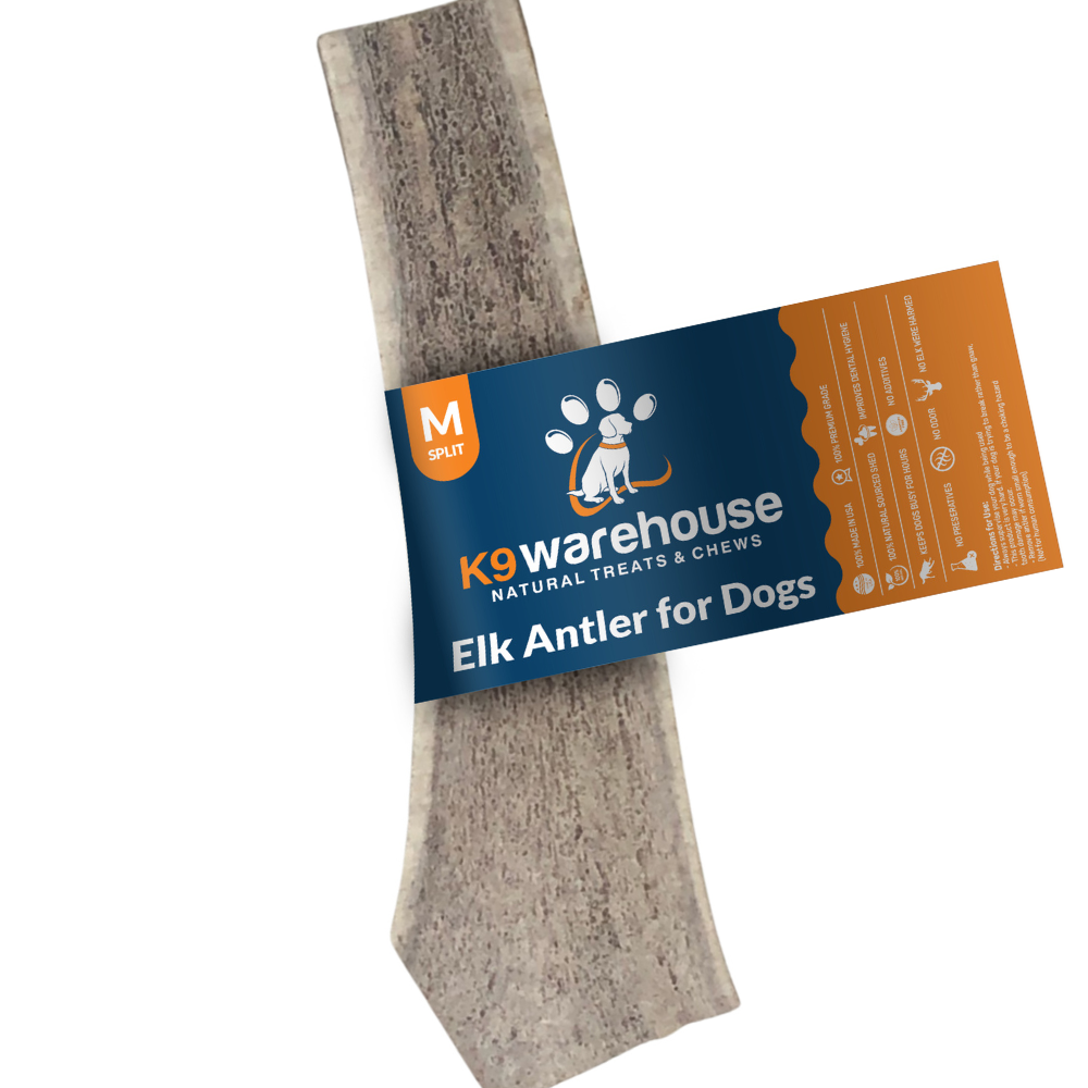 K9warehouse Elk Antlers For Dogs - Made in USA - Split and Whole - Medium Split - K9warehouse.com