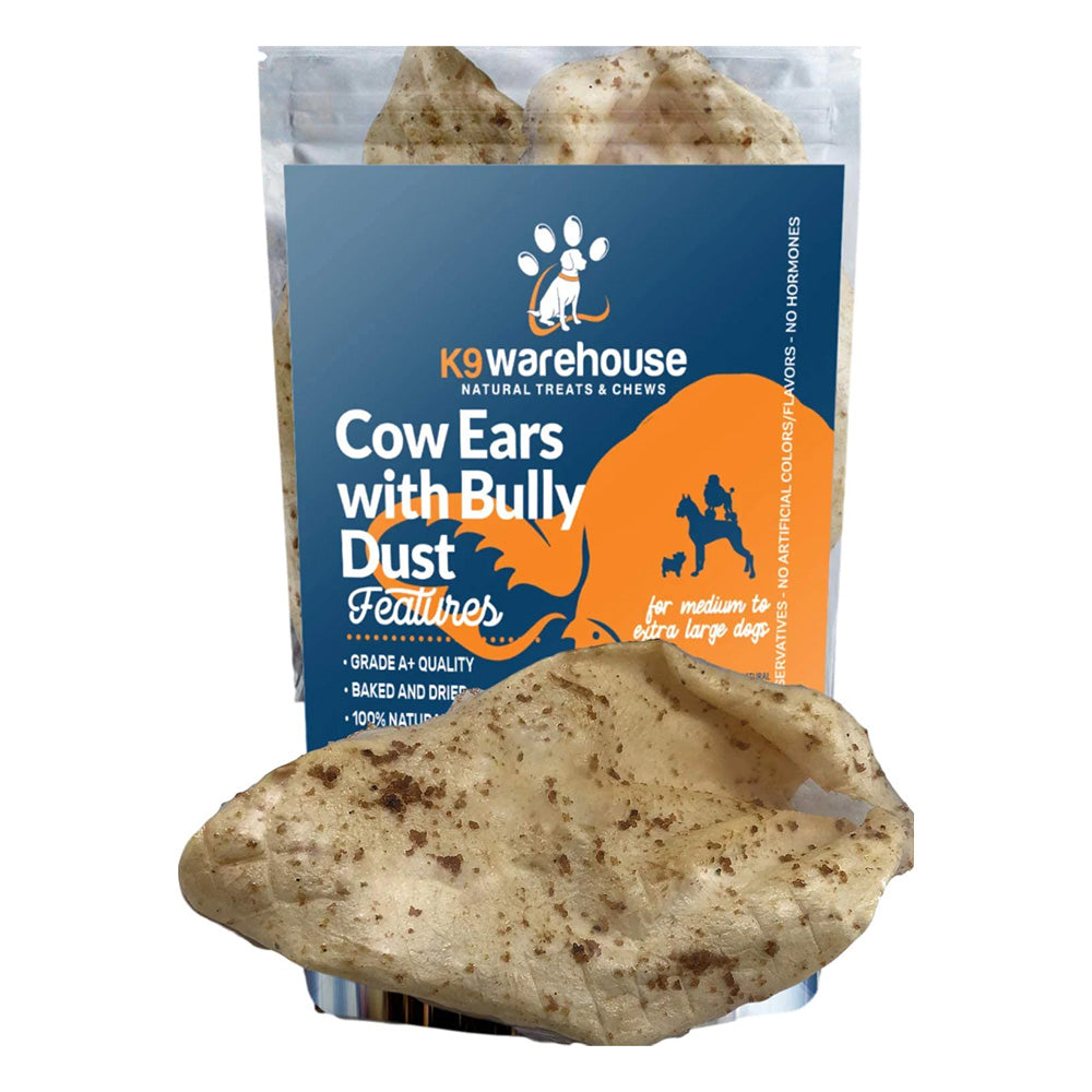 Cow Ears with Bully Stick Flakes - 10 Pack - Cow Ears with Bully Stick Flakes - 10 Pack - K9warehouse.com