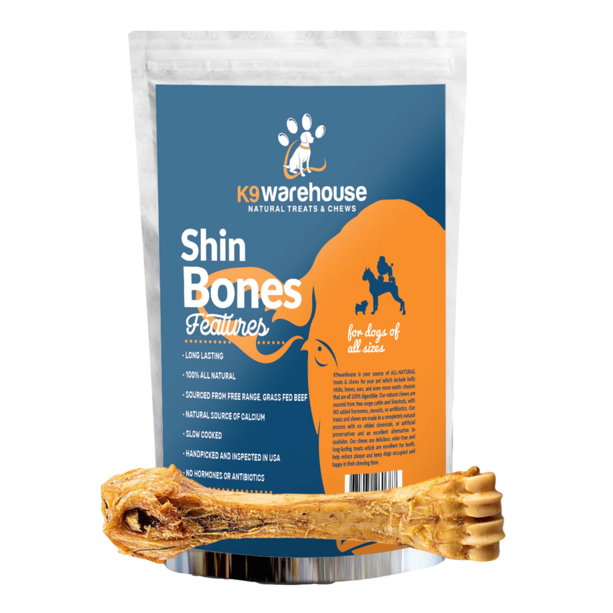 K9warehouse Shin Bone Dog Chews - 8 inch - K9warehouse.com