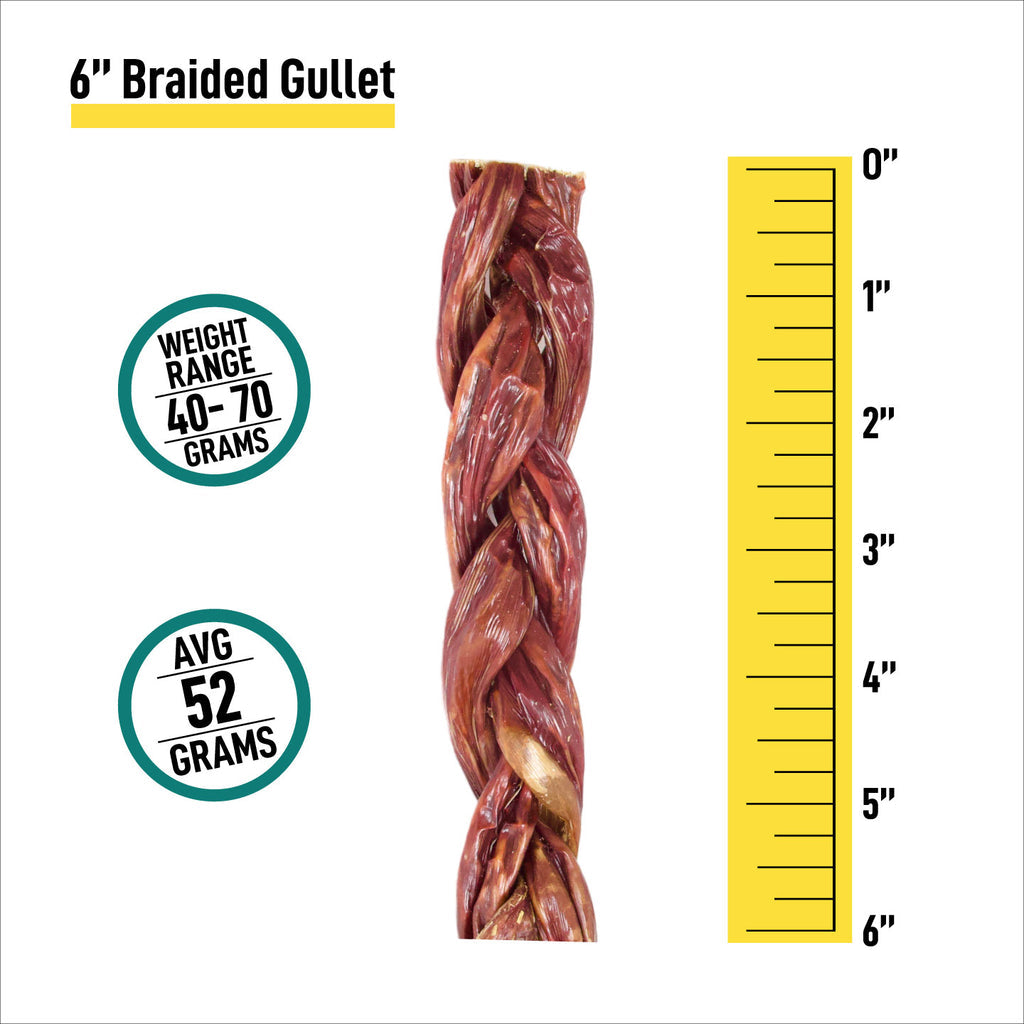 6" Braided Gullet Sticks - 3 and 6 Pack