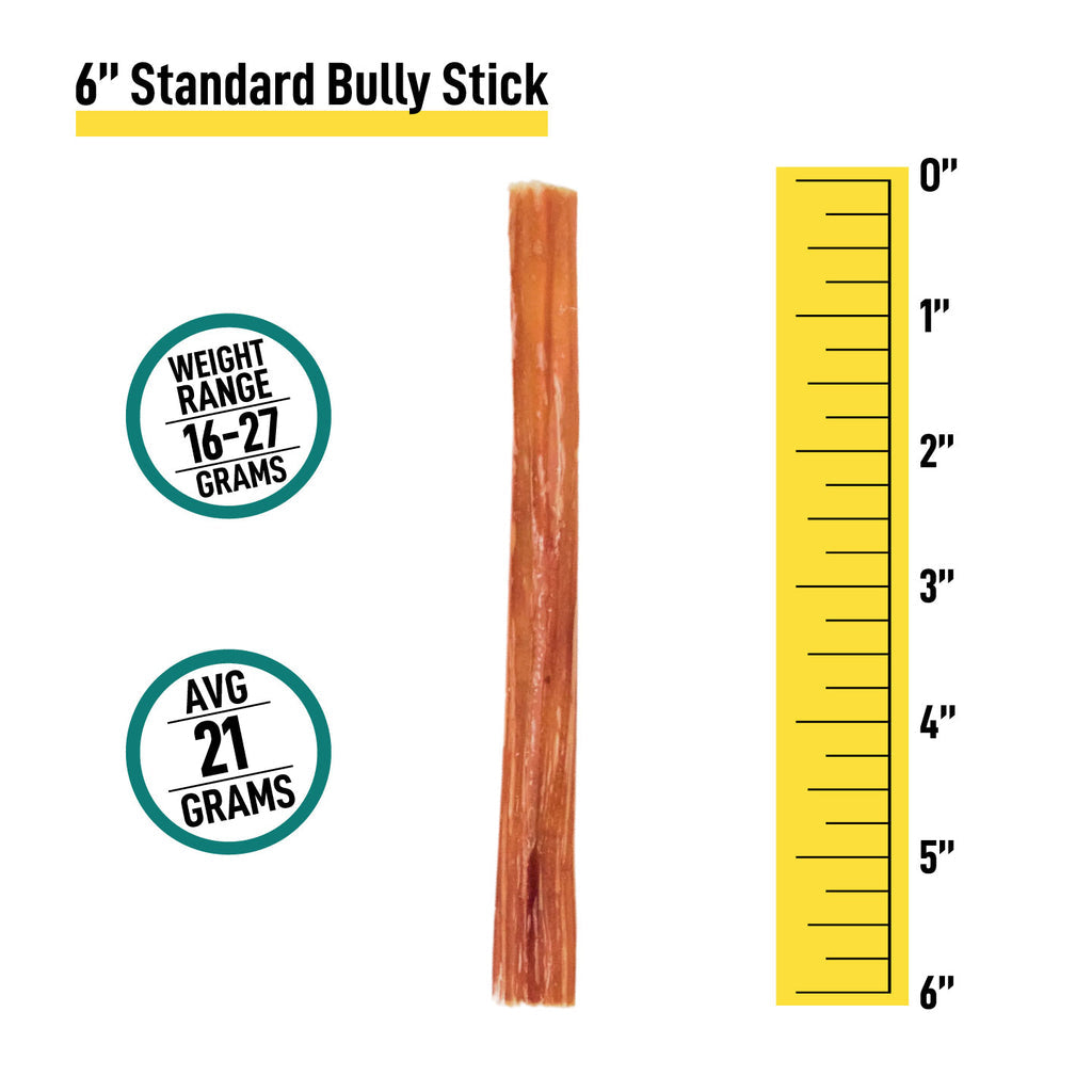 6" Standard Bully Sticks - 6 and 12 Count
