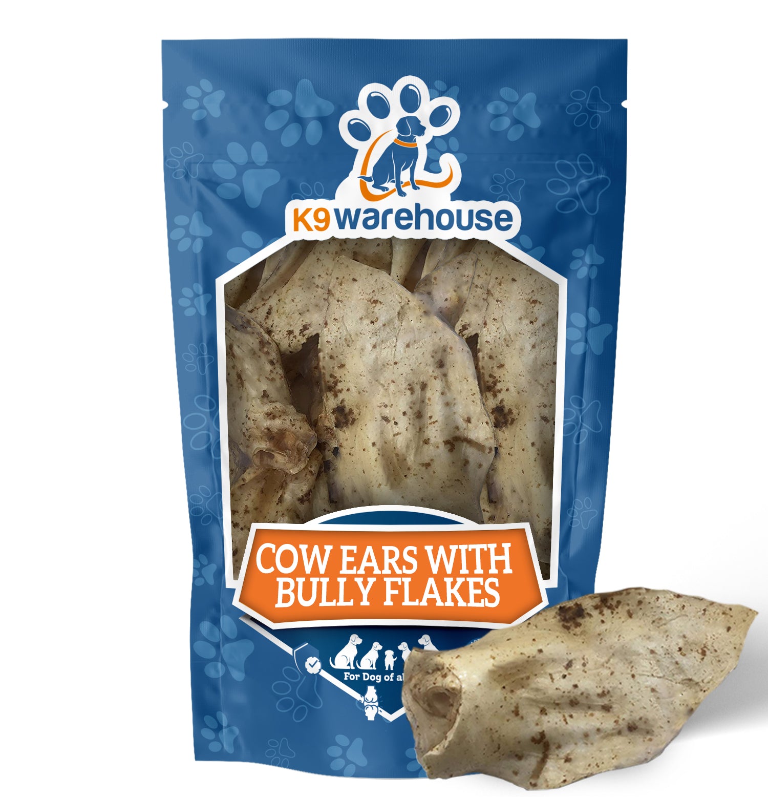 Cow Ears with Bully Stick Flakes - 10 Pack - Cow Ears with Bully Stick Flakes - 10 Pack - K9warehouse.com