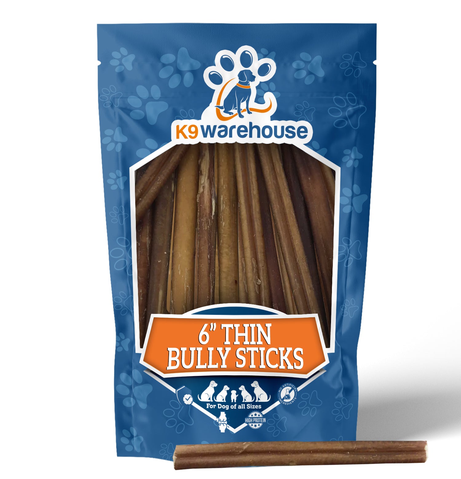 6" Thin Bully Sticks - 6 and 12 Count