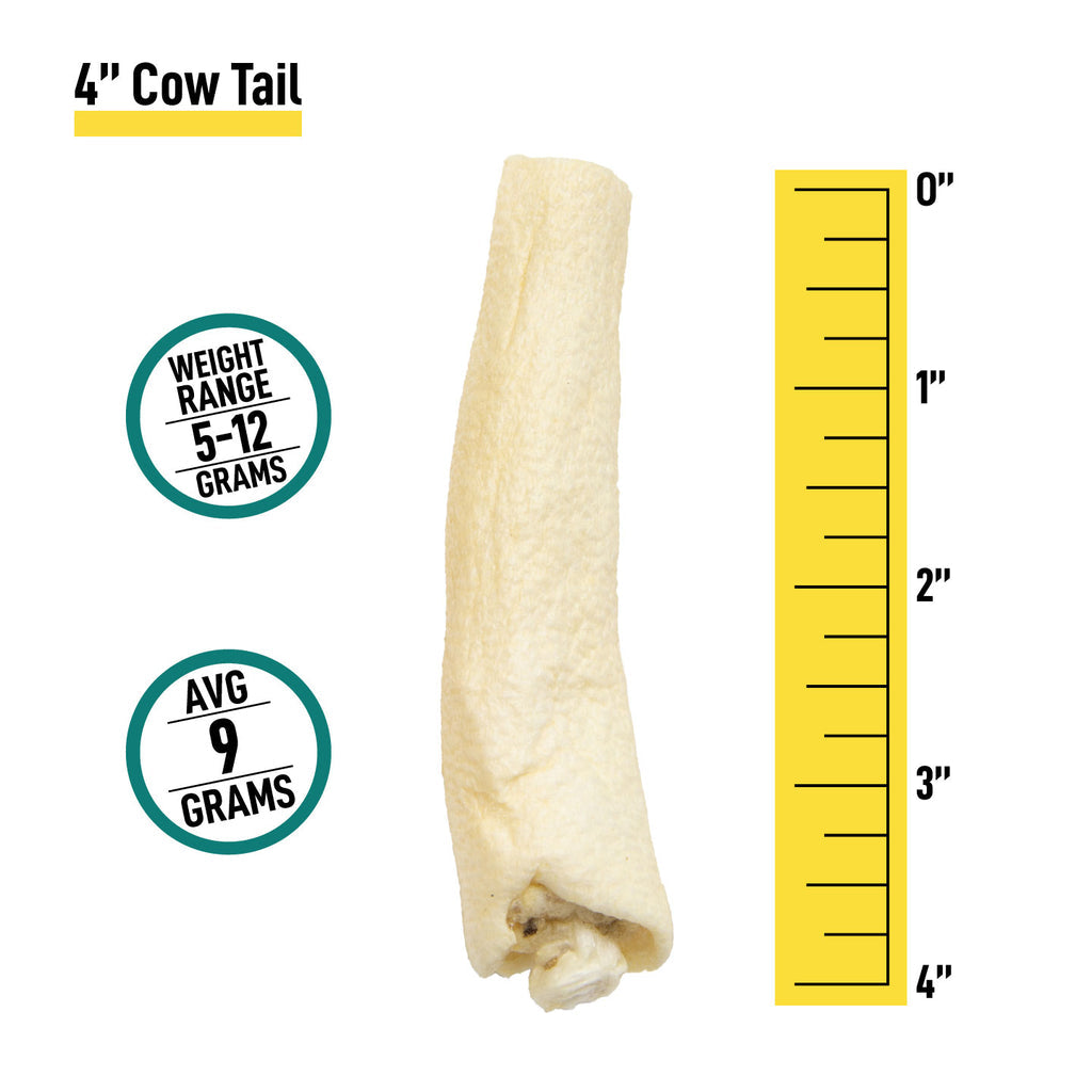 4” Cow Tails - 6 and 20 Pack - K9warehouse.com
