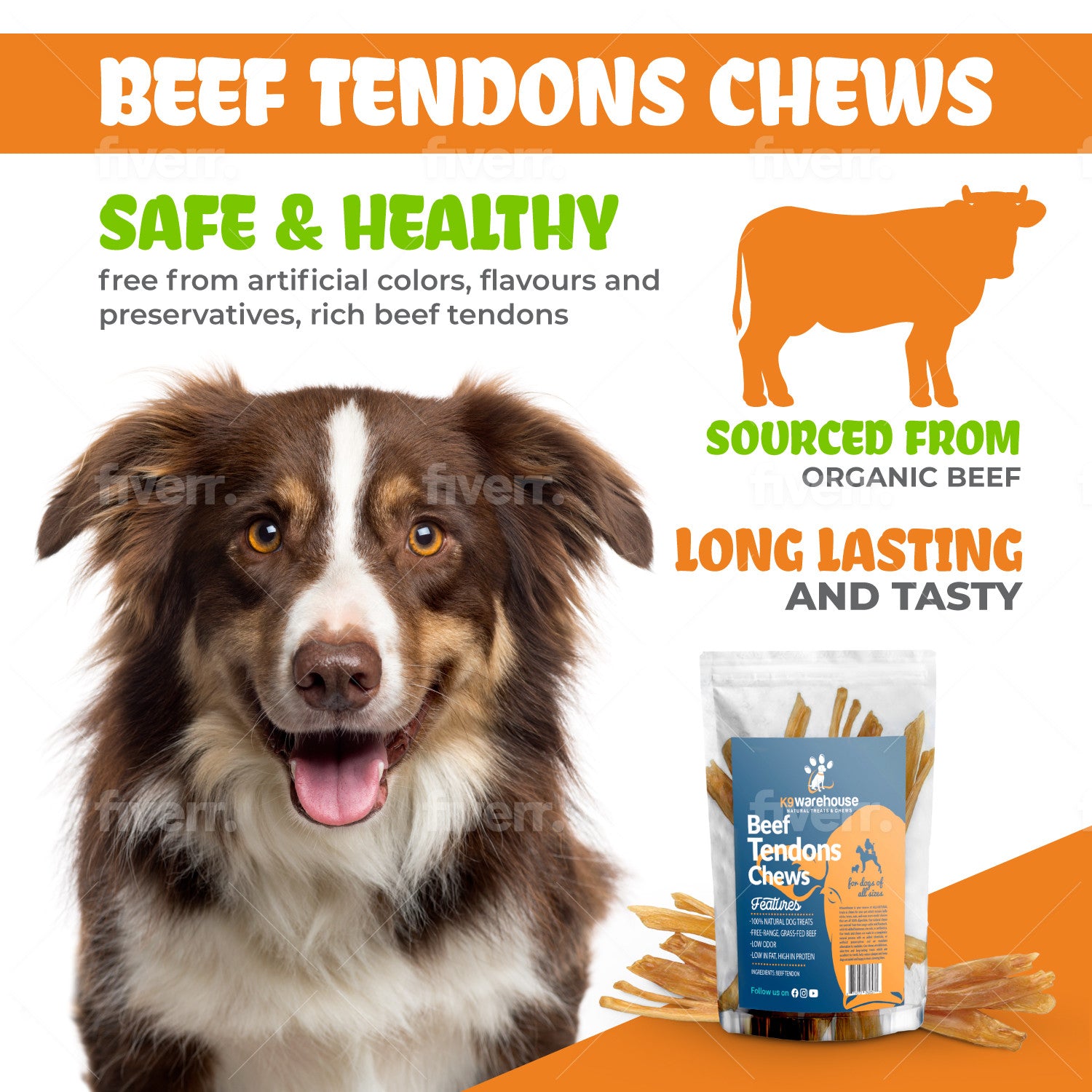 Beef Tendon Chews - 6 and 12 pack - K9warehouse.com